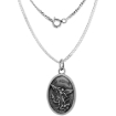 Picture of Sterling Silver St Michael Medal Necklace Oxidized finish Oval 1.8mm Chain