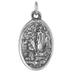 Picture of Sterling Silver St Bernadette and Ascension of Virgin Mary Medal Necklace Oxidized finish Oval 1.8mm Chain
