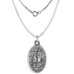 Picture of Sterling Silver St Bernadette and Ascension of Virgin Mary Medal Necklace Oxidized finish Oval 1.8mm Chain