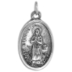 Picture of Sterling Silver St Bernadette and Ascension of Virgin Mary Medal Necklace Oxidized finish Oval 1.8mm Chain