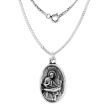 Picture of Sterling Silver St Joseph and St Dymphna Medal Necklace Oxidized finish Oval 1.8mm Chain