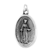 Picture of Sterling Silver St Joseph and St Dymphna Medal Necklace Oxidized finish Oval 1.8mm Chain