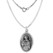 Picture of 1 inch Oval Sterling Silver Saint Benedict Medal Necklace Oxidized finish Oval Available with or without Chain