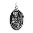 Picture of Sterling Silver Sacred Heart and Virgin of Carmel Medal Necklace Oxidized finish Oval 1.8mm Chain