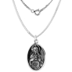 Picture of Sterling Silver Sacred Heart and Virgin of Carmel Medal Necklace Oxidized finish Oval 1.8mm Chain