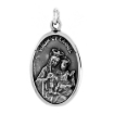 Picture of Sterling Silver Sacred Heart and Virgin of Carmel Medal Necklace Oxidized finish Oval 1.8mm Chain
