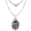 Picture of Sterling Silver St John Bosco Medal Necklace Oxidized finish Oval 1.8mm Chain