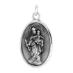 Picture of Sterling Silver St John Bosco Medal Necklace Oxidized finish Oval 1.8mm Chain