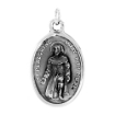 Picture of Sterling Silver Virgin Mary and St Peregrine Medal Necklace Oxidized finish Oval 1.8mm Chain