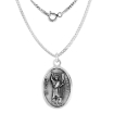 Picture of Sterling Silver St John the Baptist Medal Necklace Oxidized finish Oval 1.8mm Chain