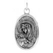 Picture of Sterling Silver Jesus with Crown of Thorns Sorrowful Mother Medal Necklace Oxidized finish Double Sided Oval 1.8mm Chain