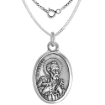 Picture of Sterling Silver St Peter and St Paul Medal Necklace Oxidized finish Oval 1.8mm Chain