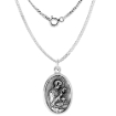 Picture of Sterling Silver St Aloysius and St Gabriel Medal Necklace Oxidized finish Oval 1.8mm Chain