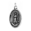 Picture of Sterling Silver St Raphael and Our Lady of Loreto Medal Necklace Oxidized finish Oval 1.8mm Chain