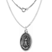 Picture of Sterling Silver St Raphael and Our Lady of Loreto Medal Necklace Oxidized finish Oval 1.8mm Chain