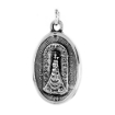 Picture of Sterling Silver St Raphael and Our Lady of Loreto Medal Necklace Oxidized finish Oval 1.8mm Chain