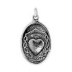 Picture of Sterling Silver christ of prague and Sacred Heart Medal Necklace Oxidized finish Oval 1.8mm Chain