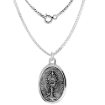 Picture of Sterling Silver St Charles Borromeo Medal with Blessed Sacrament Necklace Oxidized finish Oval 1.8mm Chain