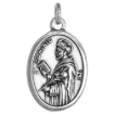 Picture of Sterling Silver St Dominic and Queen of the Most Holy Rosary Medal Pendant Oxidized finish 1 inch 0.8mm Chain