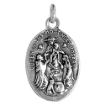Picture of Sterling Silver St Dominic and Queen of the Most Holy Rosary Medal Pendant Oxidized finish 1 inch 0.8mm Chain