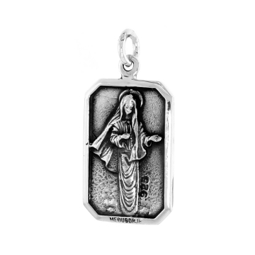 Picture of Sterling Silver St Mary Medal Necklace Oxidized finish Medal Necklace Oxidized finish 1.8mm Chain