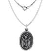 Picture of Sterling Silver Divine Christ of Colombia Medal Necklace Oxidized finish Oval 1.8mm Chain