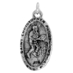 Picture of Sterling Silver St Christopher Medal Pendant Oxidized finish for Tennis Player Oval 1.8mm Chain