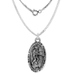 Picture of Sterling Silver St Christopher Medal Pendant Oxidized finish for Tennis Player Oval 1.8mm Chain
