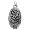 Picture of Sterling Silver St Christopher Medal Pendant Oxidized finish for Tennis Player Oval 1.8mm Chain