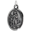 Picture of Sterling Silver St Isidore Medal Necklace Oxidized finish Oval 1.8mm Chain