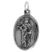 Picture of Sterling Silver St Rose of Lima Medal Necklace Oxidized finish Oval 1.8mm Chain
