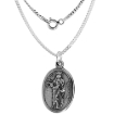Picture of Sterling Silver St Rose of Lima Medal Necklace Oxidized finish Oval 1.8mm Chain