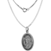 Picture of Sterling Silver St Padre Pio Medal Necklace Oxidized finish Oval 1.8mm Chain