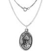 Picture of Sterling Silver St Charbel Medal Necklace Oxidized finish Oval 1.8mm Chain