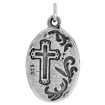 Picture of Sterling Silver St Charbel Medal Necklace Oxidized finish Oval 1.8mm Chain