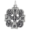 Picture of Sterling Silver 4 Way Medal Pendant Oxidized finish Maltese Cross Cutout 1.8mm Chain