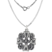 Picture of Sterling Silver 4 Way Medal Pendant Oxidized finish Maltese Cross Cutout 1.8mm Chain