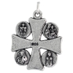 Picture of Sterling Silver 4 Way Medal Pendant Oxidized finish Maltese Cross Cutout 1.8mm Chain