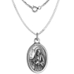 Picture of Sterling Silver St Jude Medal Necklace Oxidized finish Oval 1.8mm Chain