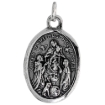 Picture of Sterling Silver Queen of the Most Holy Rosary Medal Necklace Oxidized finish Oval 1.8mm Chain