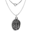 Picture of Sterling Silver Queen of the Most Holy Rosary Medal Necklace Oxidized finish Oval 1.8mm Chain