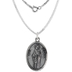 Picture of Sterling Silver St Paul Medal Necklace Oxidized finish Oval 1.8mm Chain
