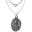 Picture of Sterling Silver St Valentine Medal Necklace Oxidized finish Oval 1.8mm Chain