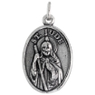Picture of Sterling Silver St Jude Medal Necklace Oxidized finish Oval 1.8mm Chain