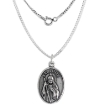 Picture of Sterling Silver St Jude Medal Necklace Oxidized finish Oval 1.8mm Chain