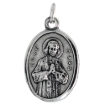 Picture of Sterling Silver St John Vianney Medal Necklace Oxidized finish Oval 1.8mm Chain