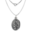 Picture of Sterling Silver St John Vianney Medal Necklace Oxidized finish Oval 1.8mm Chain