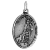 Picture of Sterling Silver St Rock (St Roch) Medal Necklace Oxidized finish Oval 1.8mm Chain
