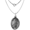 Picture of Sterling Silver St Rock (St Roch) Medal Necklace Oxidized finish Oval 1.8mm Chain