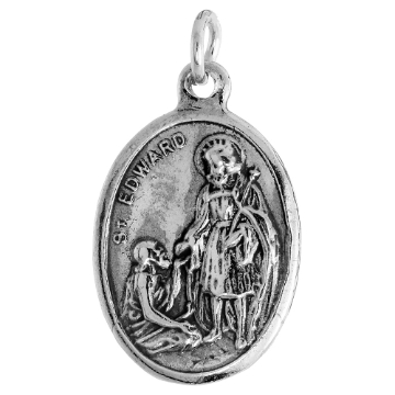 Picture of Sterling Silver St Edward Medal Necklace Oxidized finish Oval 1.8mm Chain